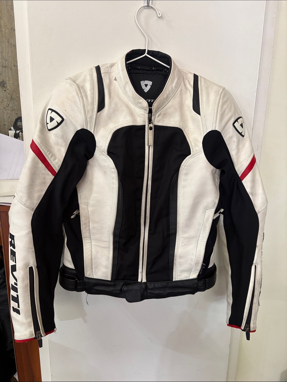 Women’s Rev’it White & Black Motorcycle Jacket with Red Accents